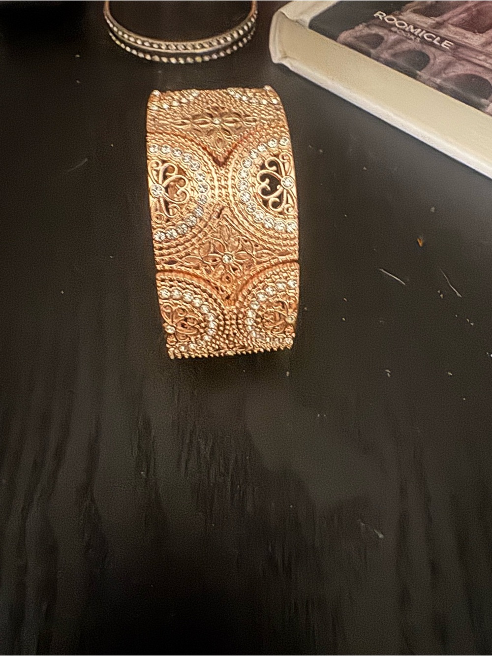 Elegant Rose Gold Filigree Cuff Bracelet - Women Jewelry